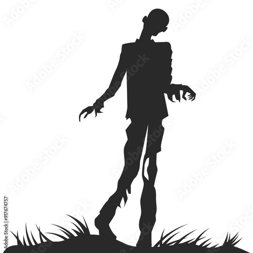 Halloween Zombie Silhouette Illustration