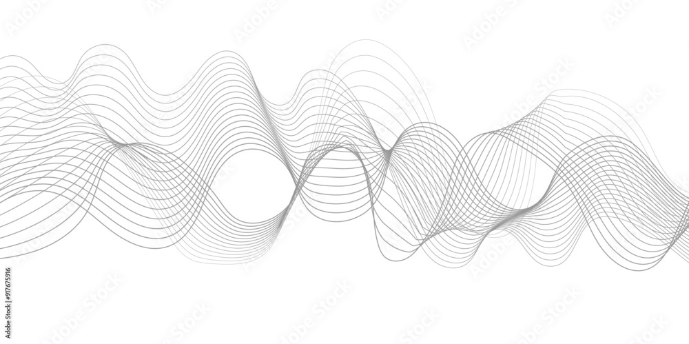 Abstract wave blend lines on transparent background. Design for banner, wallpaper, background and many more. Undulate Grey Wave Swirl, frequency sound wave, twisted curve lines with blend effect.