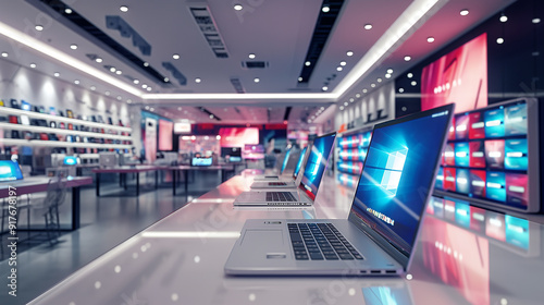 Wallpaper Mural Modern laptop display in tech store showroom Torontodigital.ca