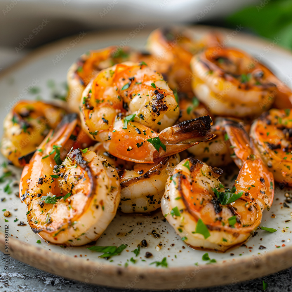 Grilled shrimp on a plate  ,generative ai