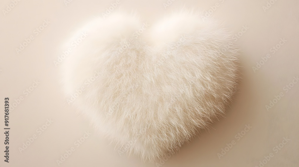 White Fur Heart Shape. White Fur Heart Shape.
