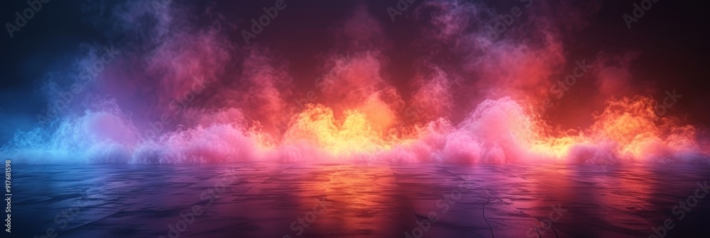 Neon Smoke and Fog on a Glowing Floor Neon Smoke and Fog on a Glowing Floor