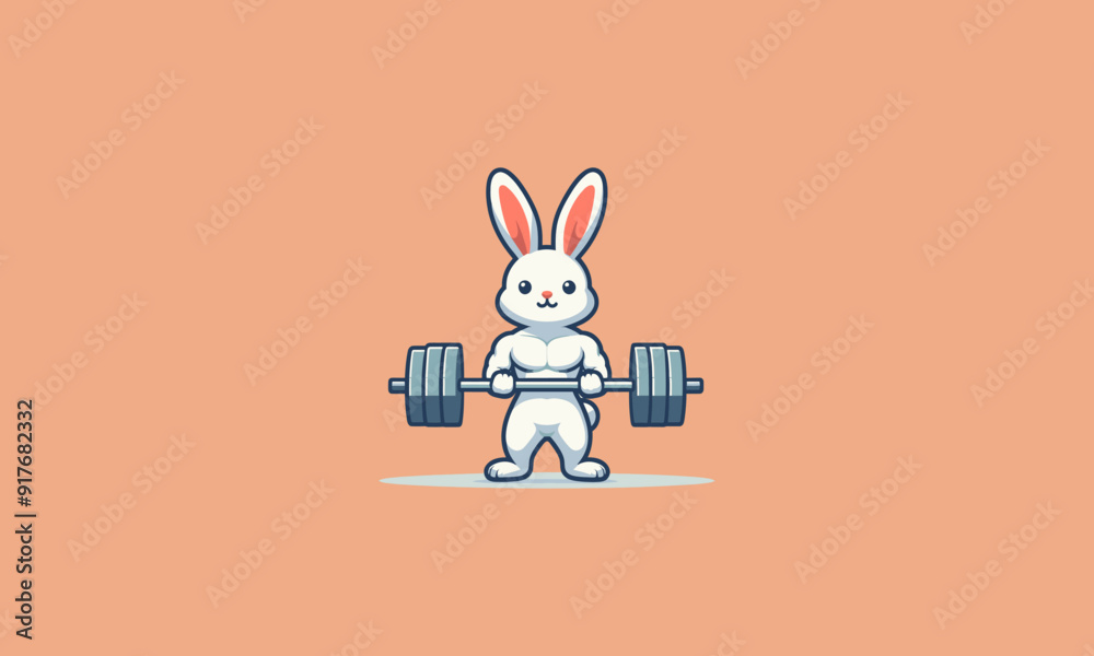 Obraz premium character rabbit holding dumbbell vector mascot design