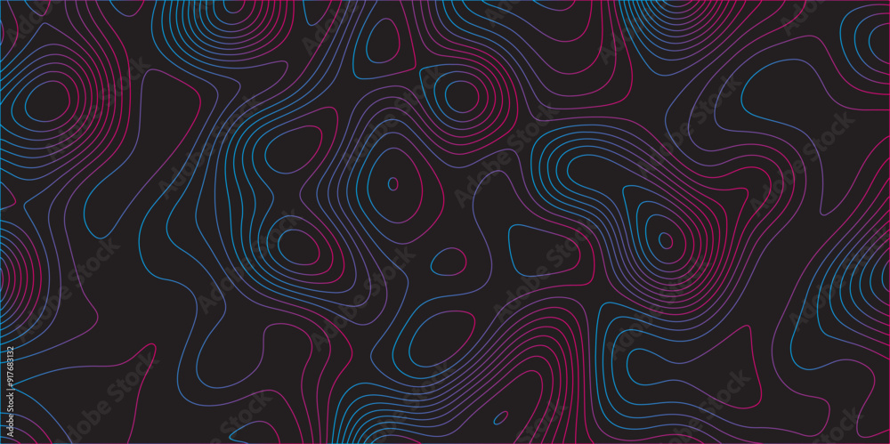 Abstract black colorful gradient Topographic line map pattern ...