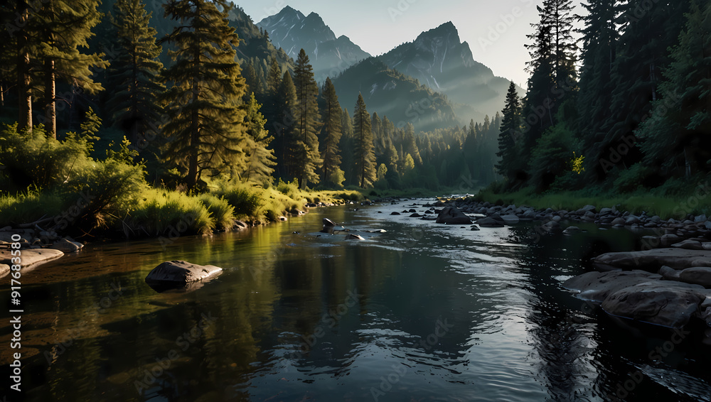 Naklejka premium lake in the mountains