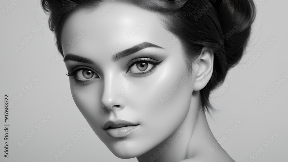 Fototapeta premium Monochrome Portrait of a woman Ideal for fashion beauty and editorial themes