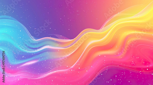 Abstract Colorful Swirling Waves with Glittering Dots