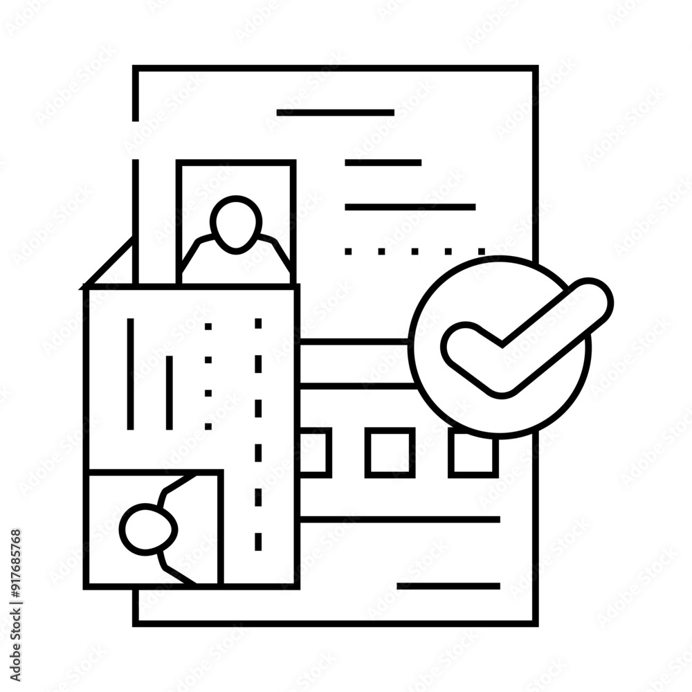 passport document approve line icon vector. passport document approve sign. isolated contour symbol black illustration passport document approve line icon vector. passport document approve sign. isolated contour symbol black illustration