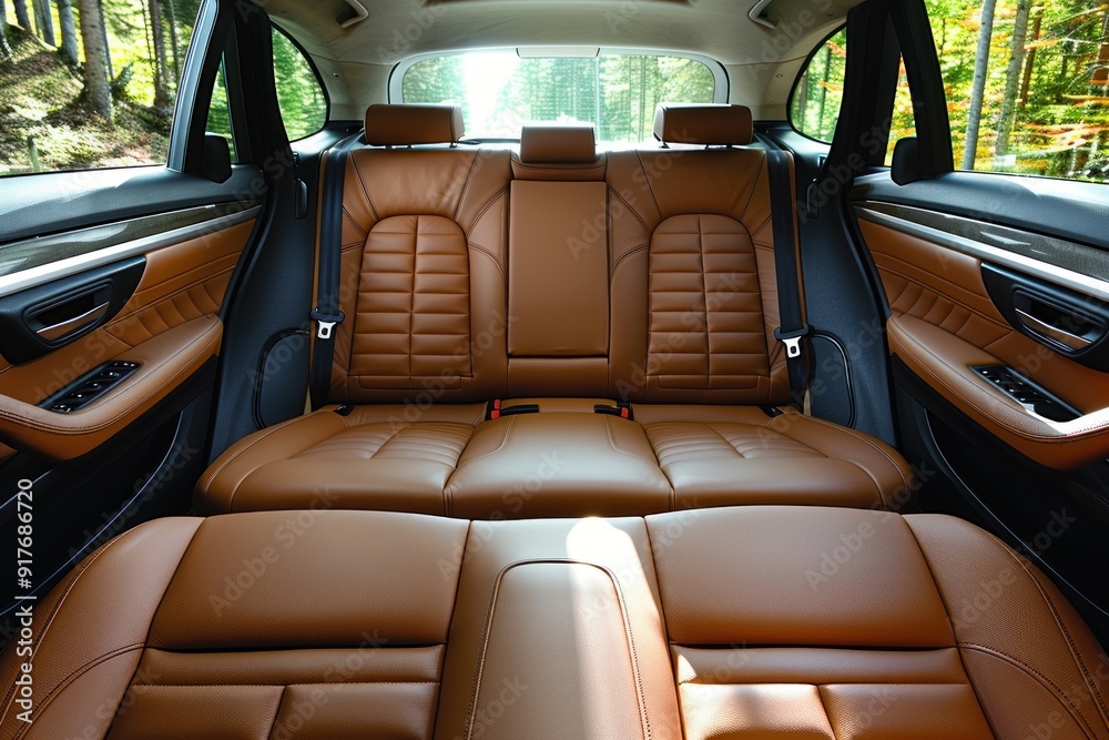 Luxurious Car Interior With Brown Leather Seats Luxurious Car Interior With Brown Leather Seats