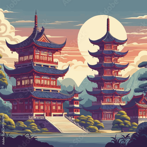 chinese temple in the sky
