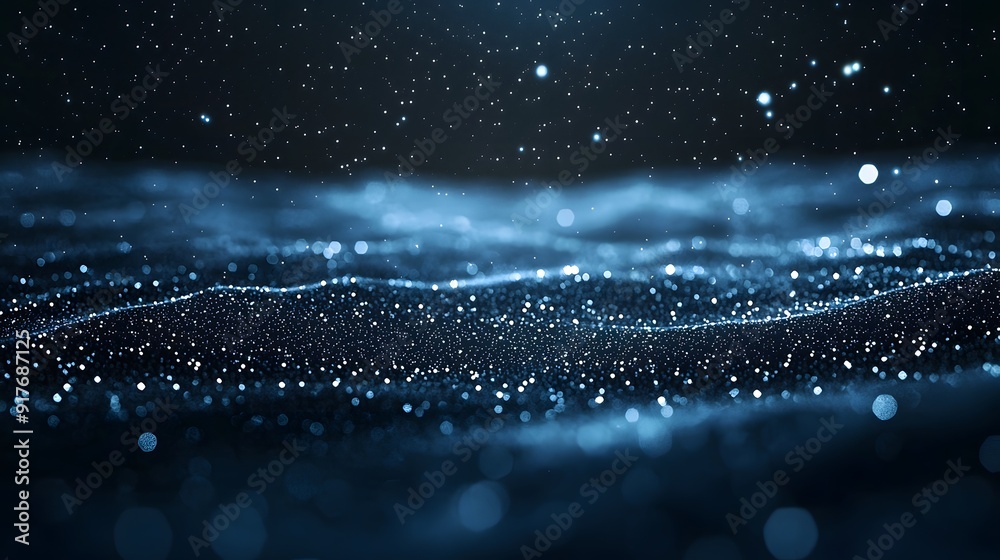 A serene night scene with a dark blue sky and countless small stars, creating a mesmerizing and tranquil effect. A serene night scene with a dark blue sky and countless small stars, creating a mesmerizing and tranquil effect.