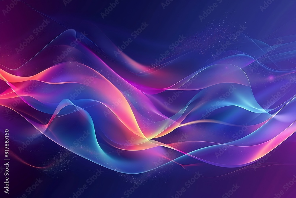 Fototapeta premium Abstract Neon Waves on Dark Background