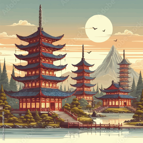 chinese temple in the sky