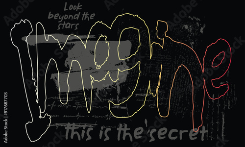 graffiti imagine slogan, print t shirt graphics print vector illustration design, typography street art graffiti slogan print with spray effect, text splash t shirt print patterns.