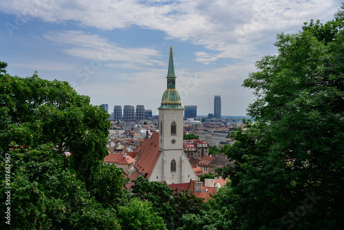 Photography Bratislava Cityscape with Saint Martin's Cathedral Tower in Slovakia