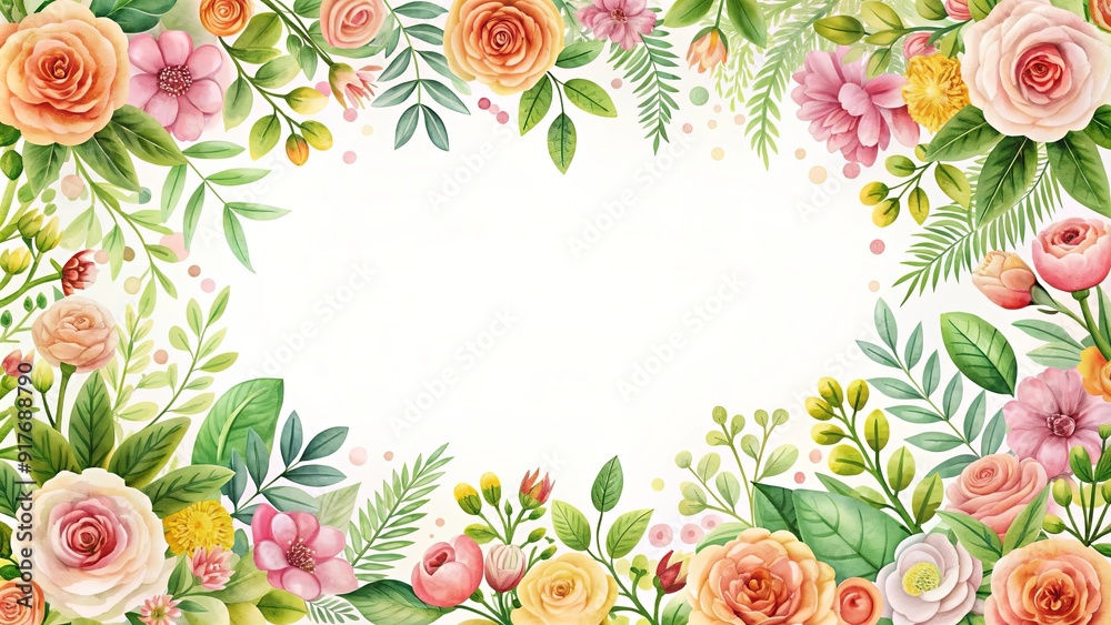 Decorated flowers and leaves border for wedding and congratulations, flowers, leaves, border, background Decorated flowers and leaves border for wedding and congratulations, flowers, leaves, border, background