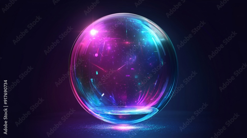 A Vibrant and Ethereal Sphere with Cosmic Elements A Vibrant and Ethereal Sphere with Cosmic Elements