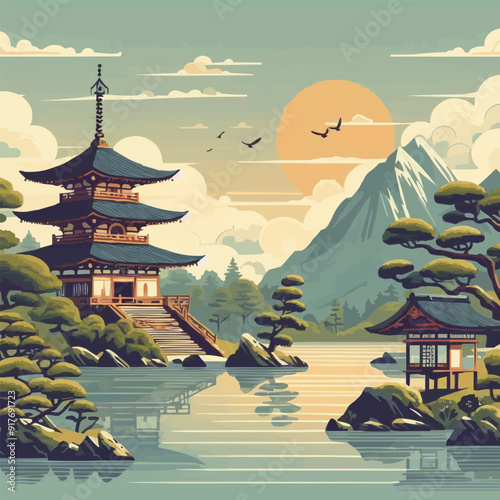japanese temple in spring