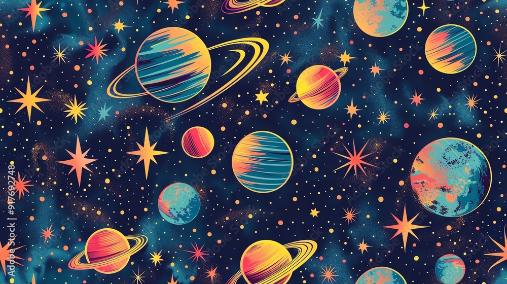 Naklejka premium Space and SciFi Patterns