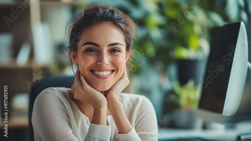 Smiling Woman in Office photo