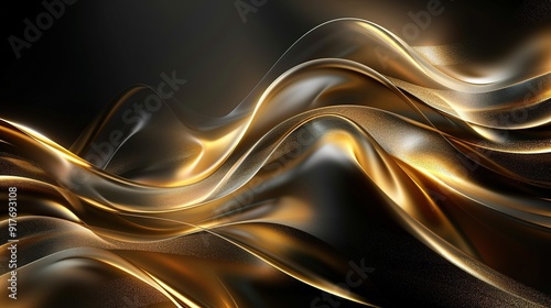 Abstract golden and black wavy texture.