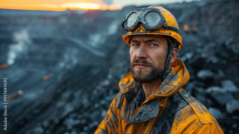 Fototapeta premium Close-up Portrait of a Coal Miner
