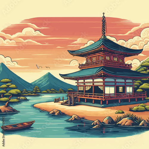 japanese temple in spring