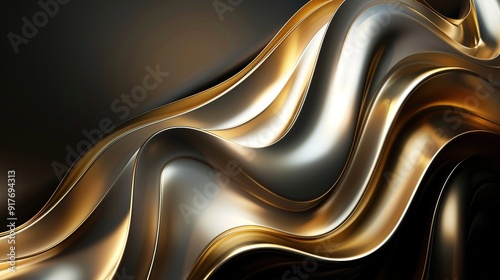 Abstract golden and silver wavy background.