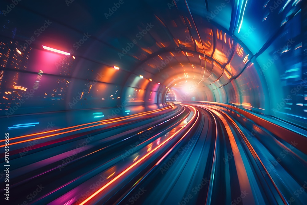 Obraz premium Speeding Through Neon Lights