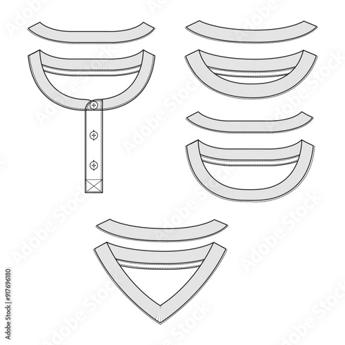 Different kinds of T shirt rib neck vector illustration 