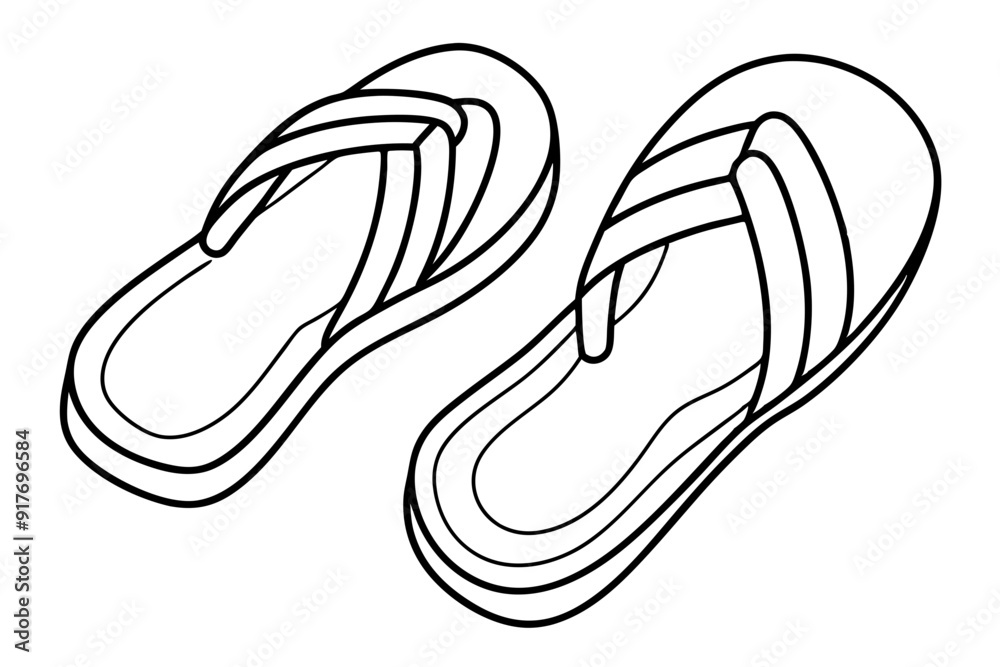 Flip-flops line art vector, shoe outline vector illustration Flip-flops line art vector, shoe outline vector illustration