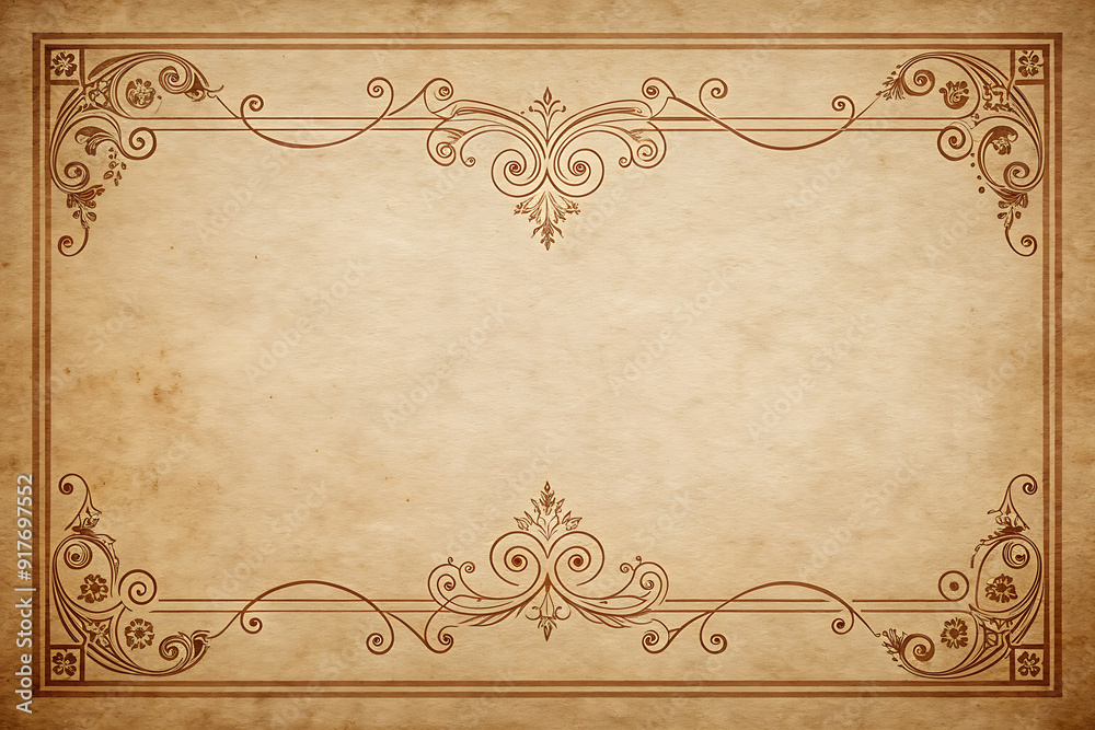 Obraz premium The classic stationery features an elegant, aged paper background with a subtle texture, faint lines, and decorative borders, reminiscent of antique stationery.