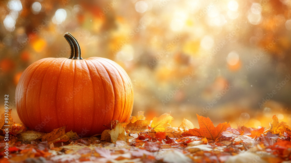 orange pumpkin stands in focus, with a soft blur of additional pumpkins in the background. Captured on a pumpkin farm, this image evokes the warmth and abundance of autumn harvest orange pumpkin stands in focus, with a soft blur of additional pumpkins in the background. Captured on a pumpkin farm, this image evokes the warmth and abundance of autumn harvest
