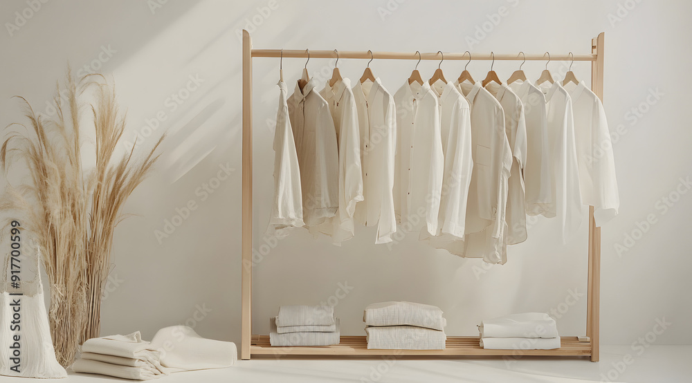 Minimalist Display of Women's Shirts and Blouses Minimalist Display of Women's Shirts and Blouses