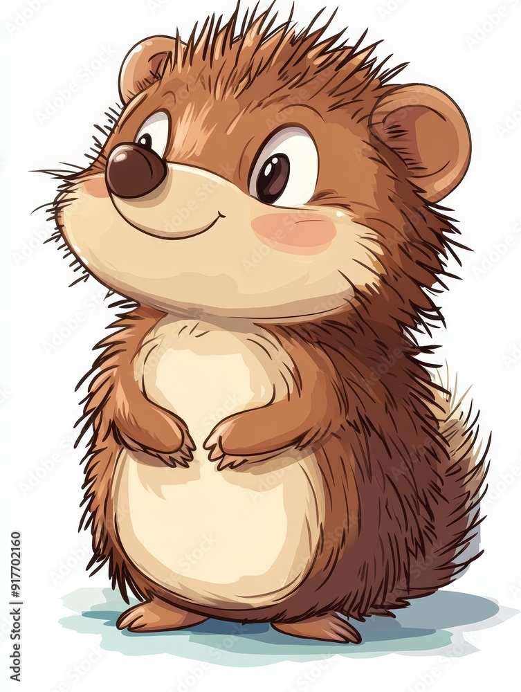 Cute Cartoon Hedgehog with Spiky Fur