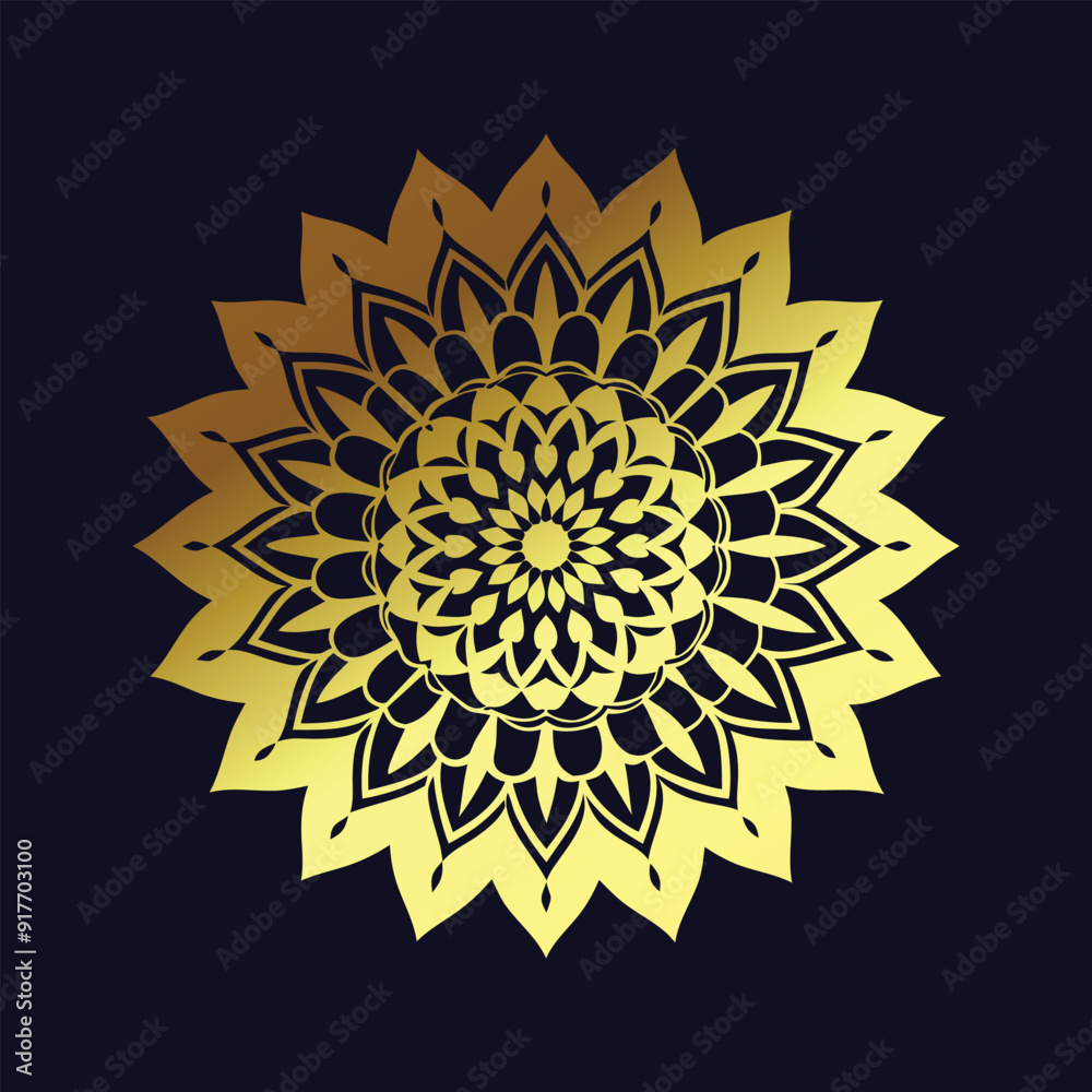 Golden coloring page mandala art design