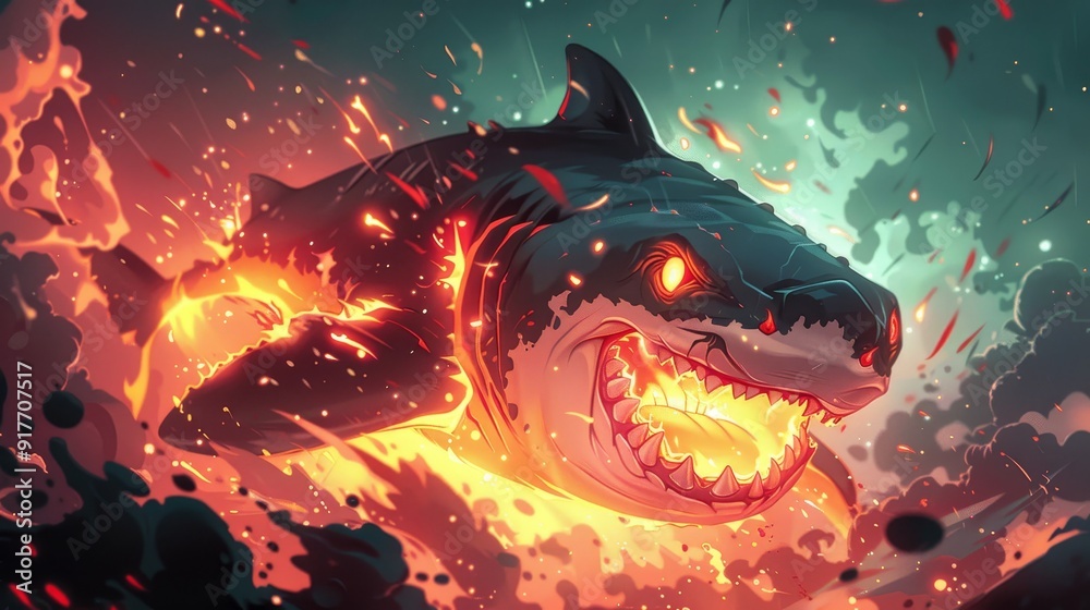 Fiery Shark Illustration Fiery Shark Illustration
