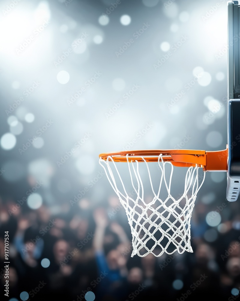 basketball hoop with a cheering crowd in the background, showcasing the excitement of a sports event. basketball hoop with a cheering crowd in the background, showcasing the excitement of a sports event.