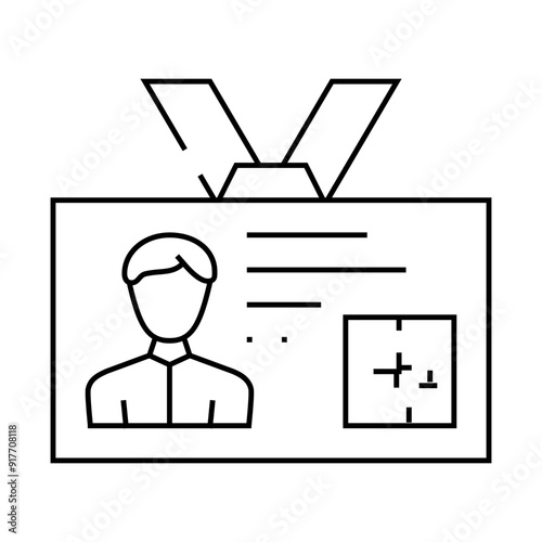 employee badge line icon vector. employee badge sign. isolated contour symbol black illustration