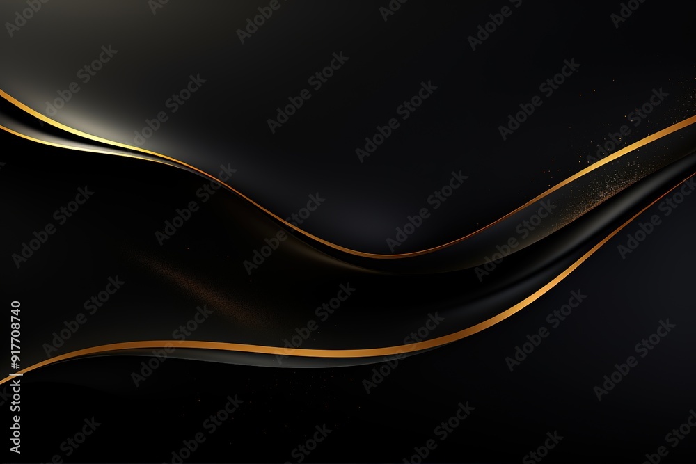 Abstract black and gold background with wavy lines. Abstract black and gold background with wavy lines.