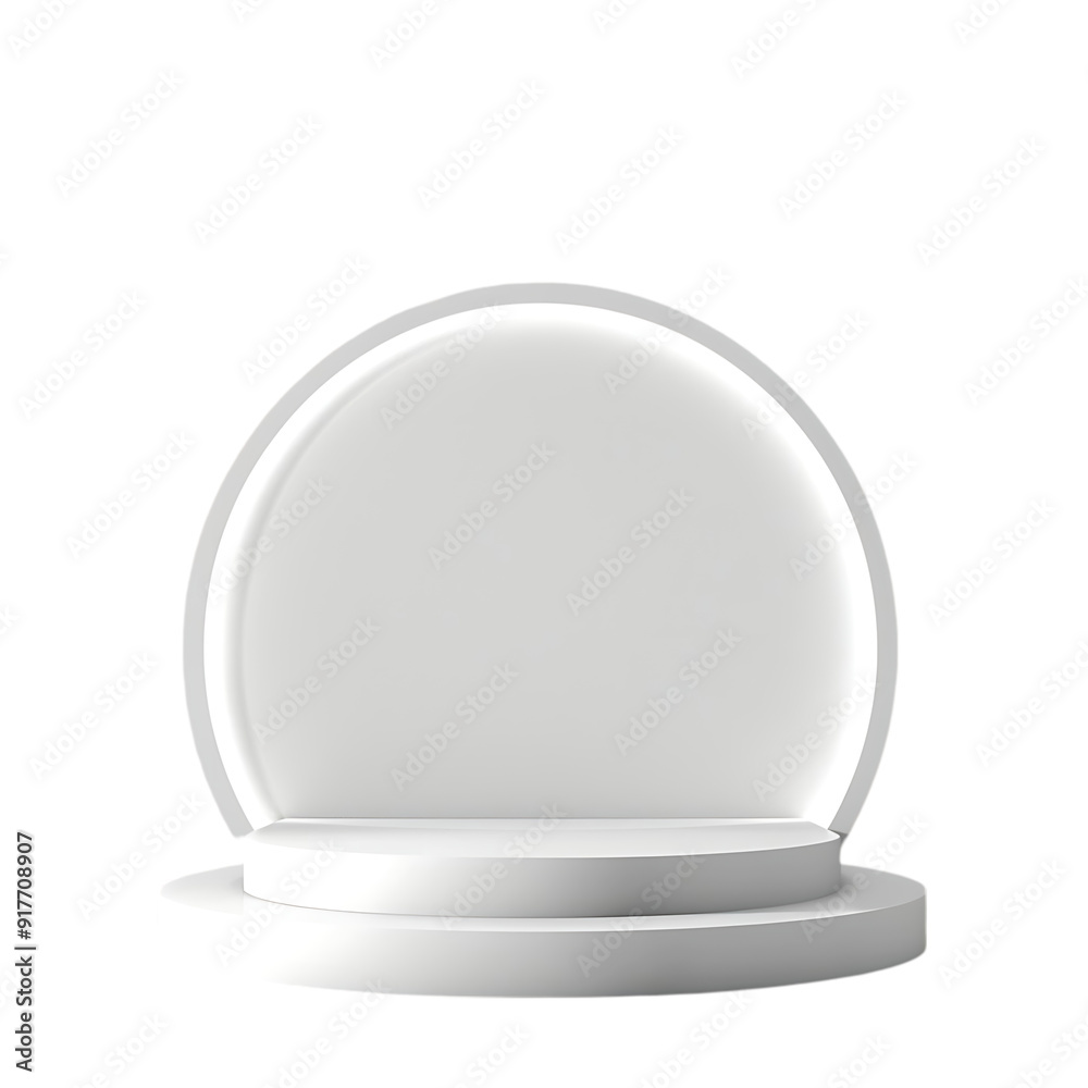 Elegant White Plastic Podium in Circle Shape on Transparent Background