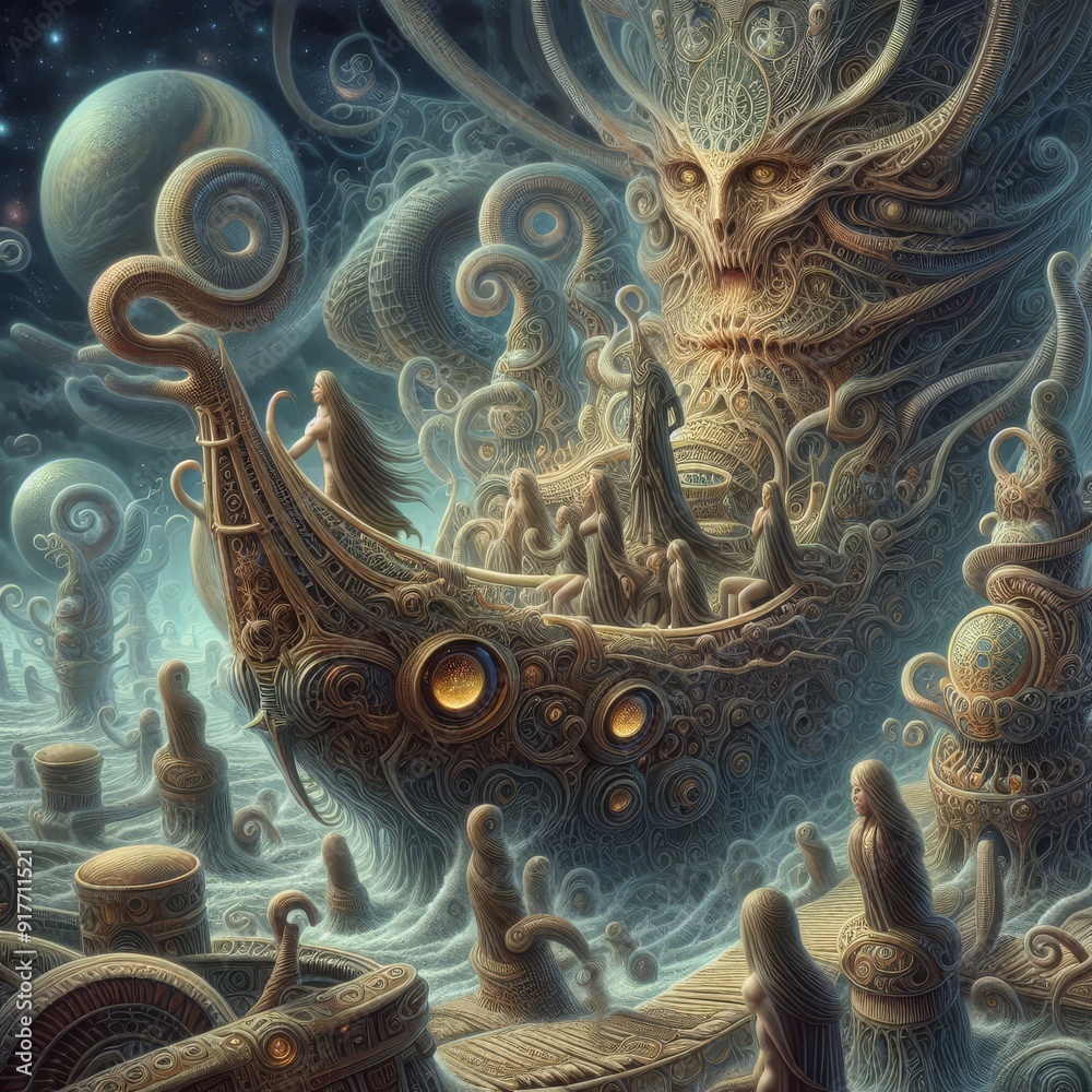 Fototapeta premium very strange photorealistic detailed illustration with deep meaning 