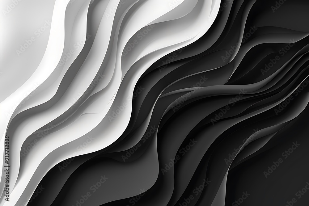 Obraz premium Abstract Black and White Wave Background