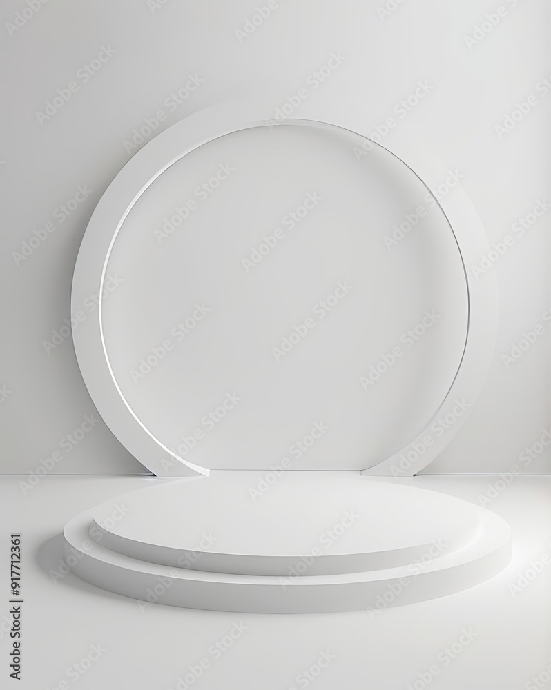 3D White Balanced Podium on Light White Background for Product Showcase. Made with Generative AI Technology 3D White Balanced Podium on Light White Background for Product Showcase. Made with Generative AI Technology