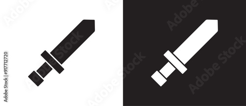 Sword icon, Flat simple weapon icon. Adventure and war game icon. Sword and rapier vector illustration in black and white background. Eps10