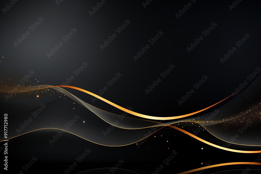 Abstract black and gold background with wavy lines. Abstract black and gold background with wavy lines.