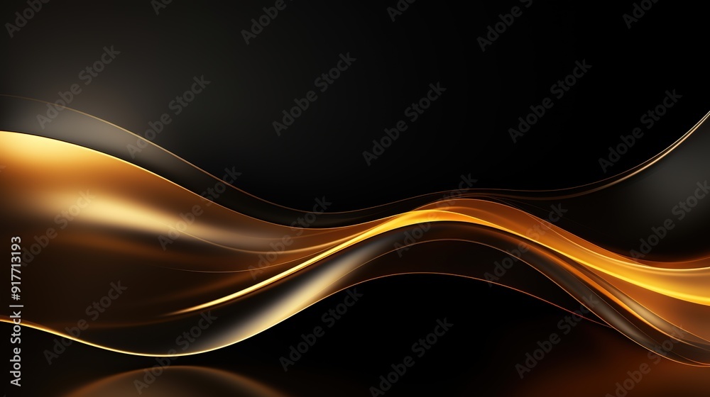 Fototapeta premium Abstract golden wave on black background.