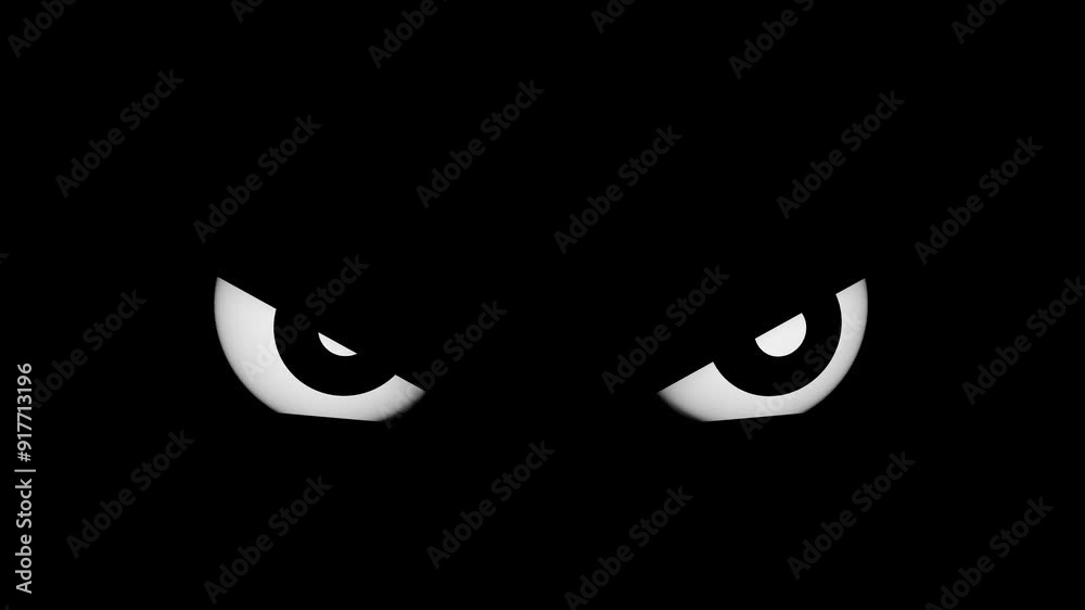 Angry Evil Eyes Looking from Dark, Cartoon Angry eye Animation with Black Background Angry Evil Eyes Looking from Dark, Cartoon Angry eye Animation with Black Background