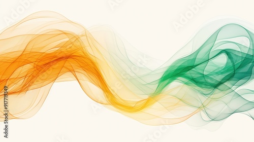 Indian Flag Colours Abstract Flowing Lines in Saffron, White, and Green for Dynamic Patriotic Designs