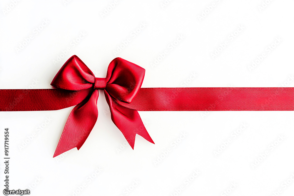 Red ribbon with bow isolated on white background Red ribbon with bow isolated on white background